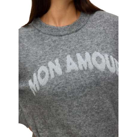 Pull anthracite à coupe droite avec un col rond et nom de la marque - Image 5