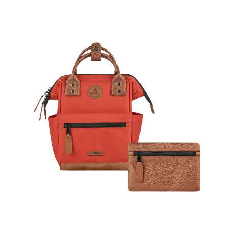 Sac à dos XS Bogota brique uni avec fermeture zippée et des anses marron