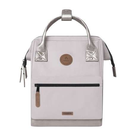 Sac à dos Small Algiers beige uni avec anses brillantes et logo marron - Image 2