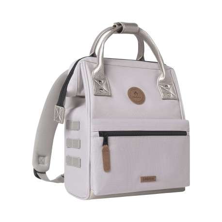 Sac à dos Small Algiers beige uni avec anses brillantes et logo marron - Image 4