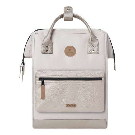 Sac à dos Medium Algiers beige uni avec logo marron et anses satinées - Image 2