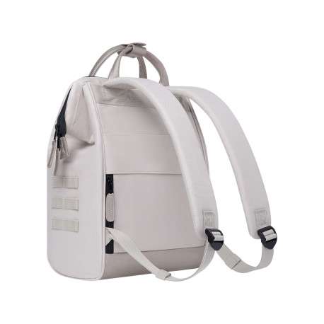 Sac à dos Medium Algiers beige uni avec logo marron et anses satinées - Image 5