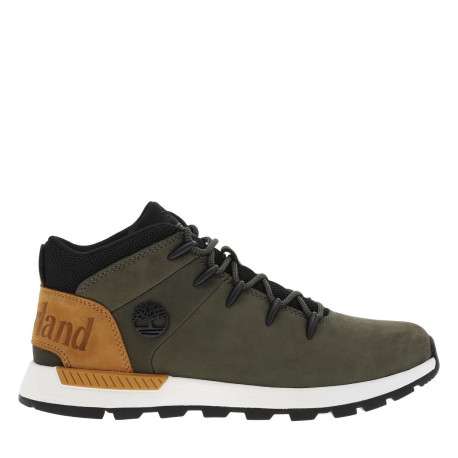 Bottines en cuir nubuck vertes à talon plat avec des lacets ronds
