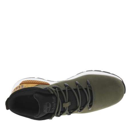 Bottines en cuir nubuck vertes à talon plat avec des lacets ronds - Image 5