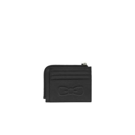 Porte-cartes en cuir noir uni made in France avec marque argenté - Image 2