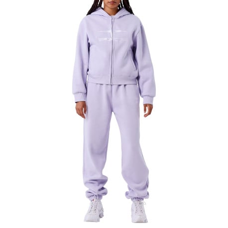 Pantalon jogging mauve uni avec une coupe droite et une taille élastiquée