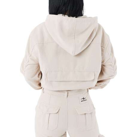 Blouson écru pourvu d'un col à capuche avec cordon de serrage - Image 3