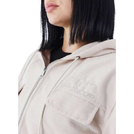 Blouson écru pourvu d'un col à capuche avec cordon de serrage - Image 4