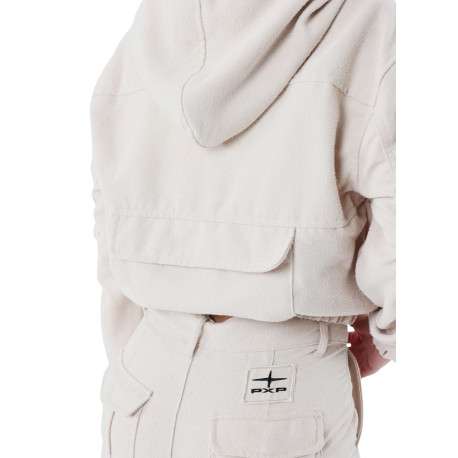 Blouson écru pourvu d'un col à capuche avec cordon de serrage - Image 5