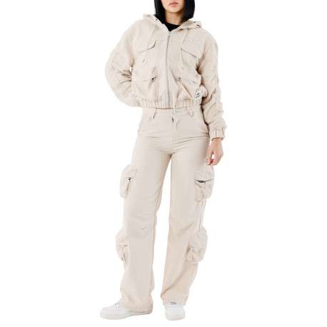 Blouson écru pourvu d'un col à capuche avec cordon de serrage - Image 6
