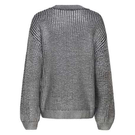 Pull gris effet enduit pourvu d'un col rond et de manches longues - Image 2