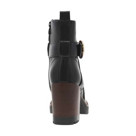 Boots noires à talon décroché haut avec un zip et une boucle décorative - Image 6