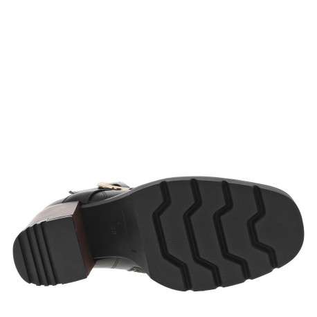 Boots noires à talon décroché haut avec un zip et une boucle décorative - Image 5