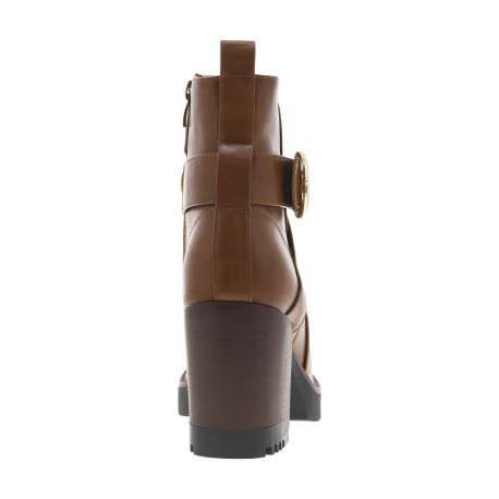 Boots camel à talon décroché haut avec un zip et une boucle décorative - Image 6