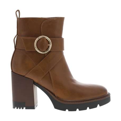 Boots camel à talon décroché haut avec un zip et une boucle décorative - Image 2