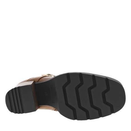 Boots camel à talon décroché haut avec un zip et une boucle décorative - Image 5