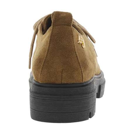 Mocassins camel à talon décroché bas avec des lacets ronds brillants - Image 6