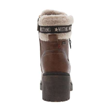 Bottines cognac à talon décroché moyen avec des lacets plats et un zip - Image 6