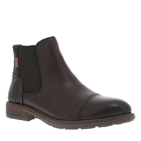 Boots en cuir marron à talon décroché bas avec un zip et un soufflet élastiqué - Image 4