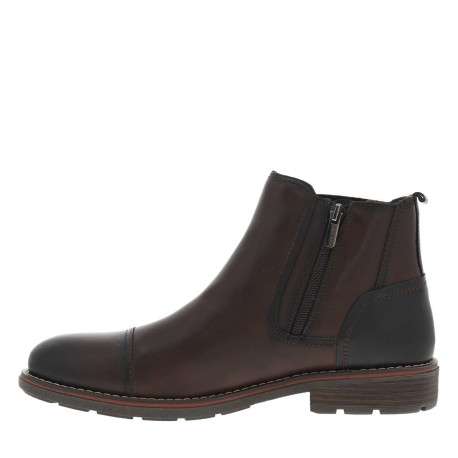 Boots en cuir marron à talon décroché bas avec un zip et un soufflet élastiqué - Image 3