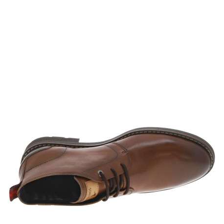 Bottines en cuir brunes à talon décroché bas avec des lacets ronds - Image 5