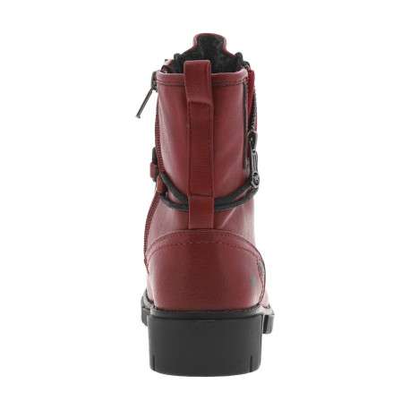 Bottines rouges à talon décroché bas avec un zip et des lacets ronds - Image 6