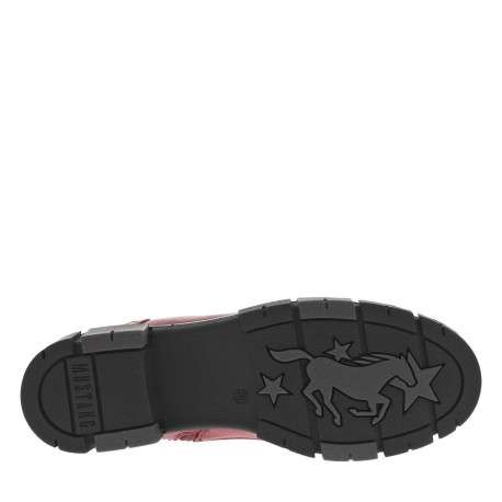 Bottines rouges à talon décroché bas avec un zip et des lacets ronds - Image 5