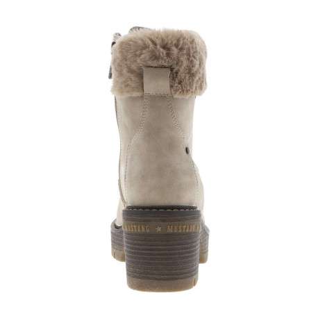 Bottines taupe à talon décroché moyen avec un zip et des lacets ronds - Image 6