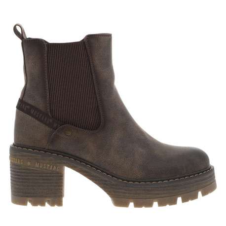 Boots taupe à talon décroché moyen avec un zip et un soufflet élastiqué - Image 2
