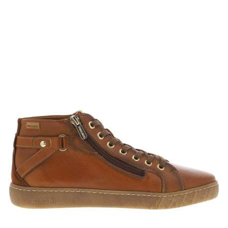 Tennis en cuir brandy à talon plat avec des lacets et un zip latéral - Image 2