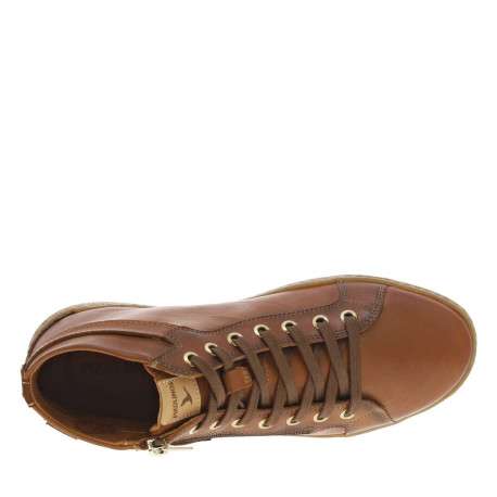 Tennis en cuir brandy à talon plat avec des lacets et un zip latéral - Image 4