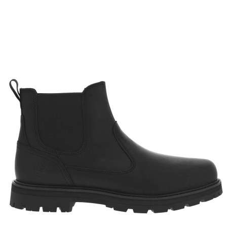 Boots en cuir noires avec un talon plat et des soufflets élastiqués - Image 2
