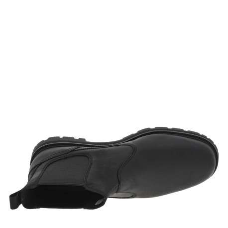 Boots en cuir noires avec un talon plat et des soufflets élastiqués - Image 4