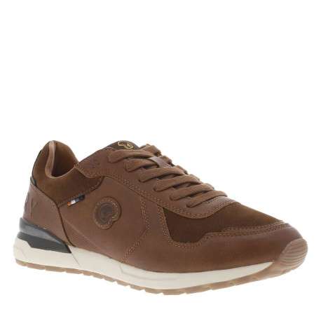 Baskets running cognac à talon plat avec des lacets et logo cousu - Image 3