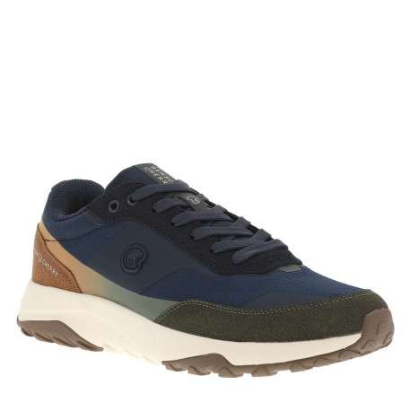 Baskets running bleu marine à talon plat avec des lacets et logo - Image 3