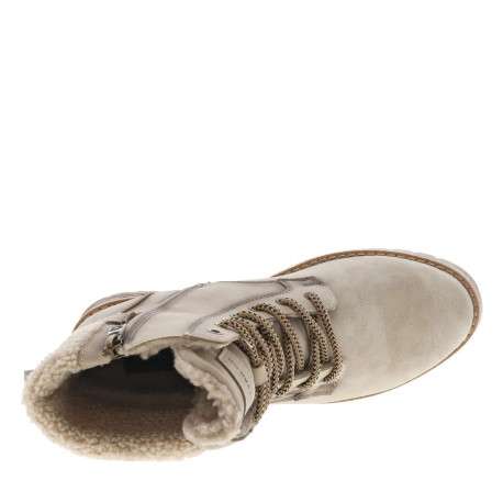 Bottines taupe à talon décroché bas avec un zip et des lacets ronds - Image 4