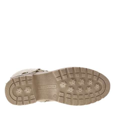 Bottines taupe à talon décroché bas avec un zip et des lacets ronds - Image 5