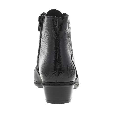 Boots en cuir noires à talon décroché bas avec un zip côté interne - Image 6