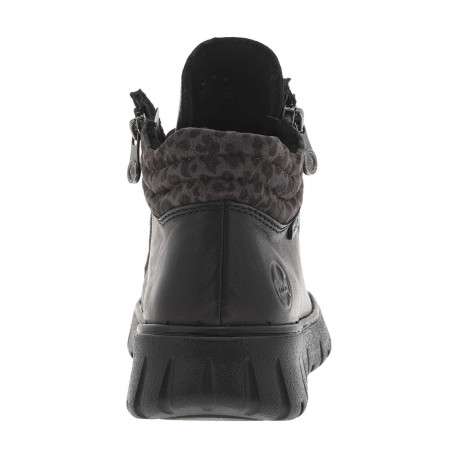Bottines en cuir noires à talon compensé bas avec des lacets et 2 zips latéraux - Image 6