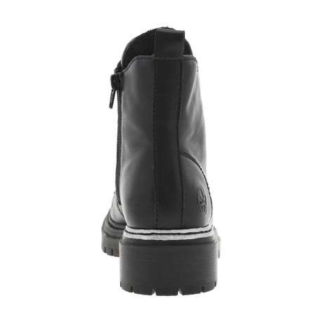 Bottines noires à talon décroché bas avec un zip et des lacets ronds - Image 6