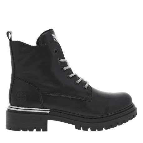 Bottines noires à talon décroché bas avec un zip et des lacets ronds - Image 2