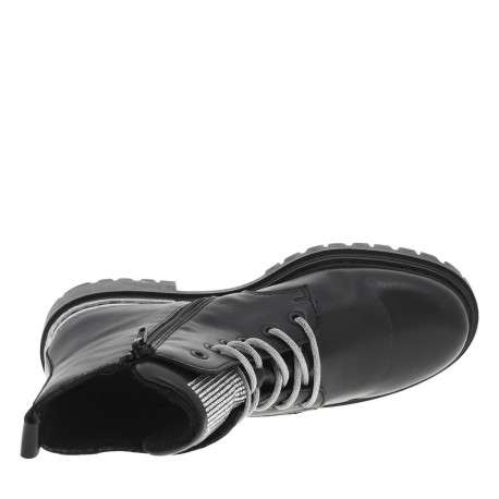 Bottines noires à talon décroché bas avec un zip et des lacets ronds - Image 4