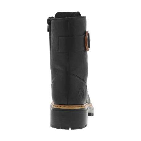 Bottines noires à talon décroché bas avec des lacets plats et un zip - Image 6