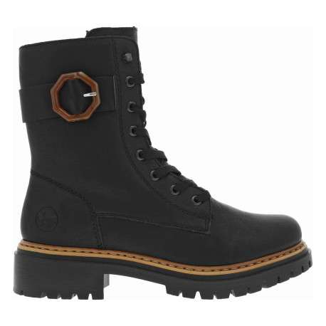 Bottines noires à talon décroché bas avec des lacets plats et un zip - Image 2
