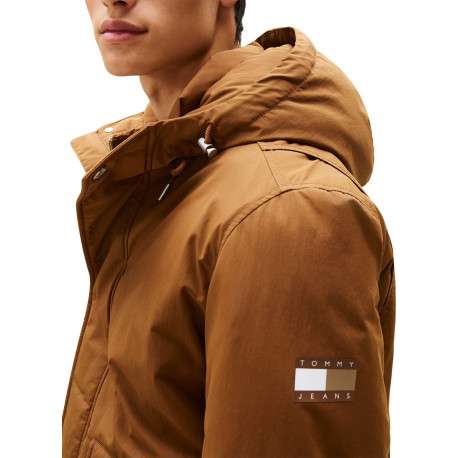 Blouson camel uni avec une coupe ajustée et un col à capuche réglable - Image 5