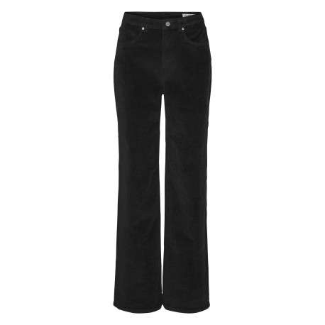 Pantalon en coton noir avec un revêtement effet velours à coupe droite