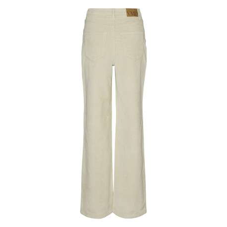 Pantalon en coton beige avec un revêtement effet velours à coupe droite - Image 2
