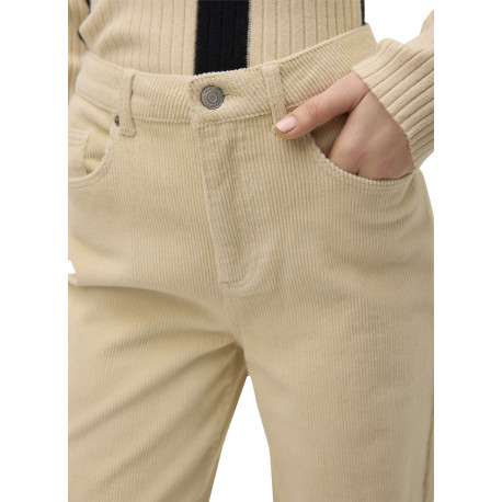 Pantalon en coton beige avec un revêtement effet velours à coupe droite - Image 6