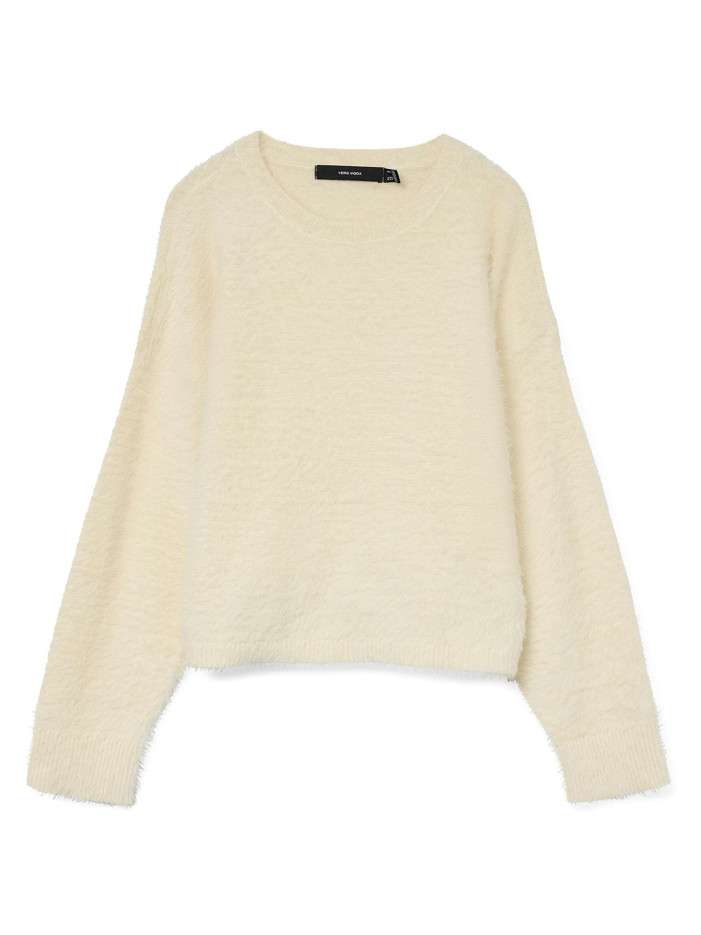 Pull écru uni à coupe...