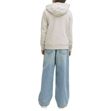 Sweat en coton mélangé écru uni avec un col à capuche et une coupe droite - Image 4
